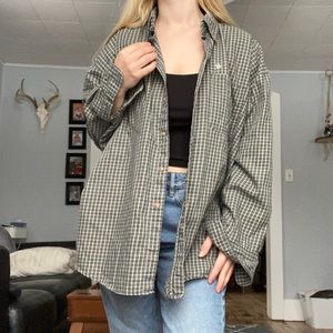 Mens button up plaid dress shirt